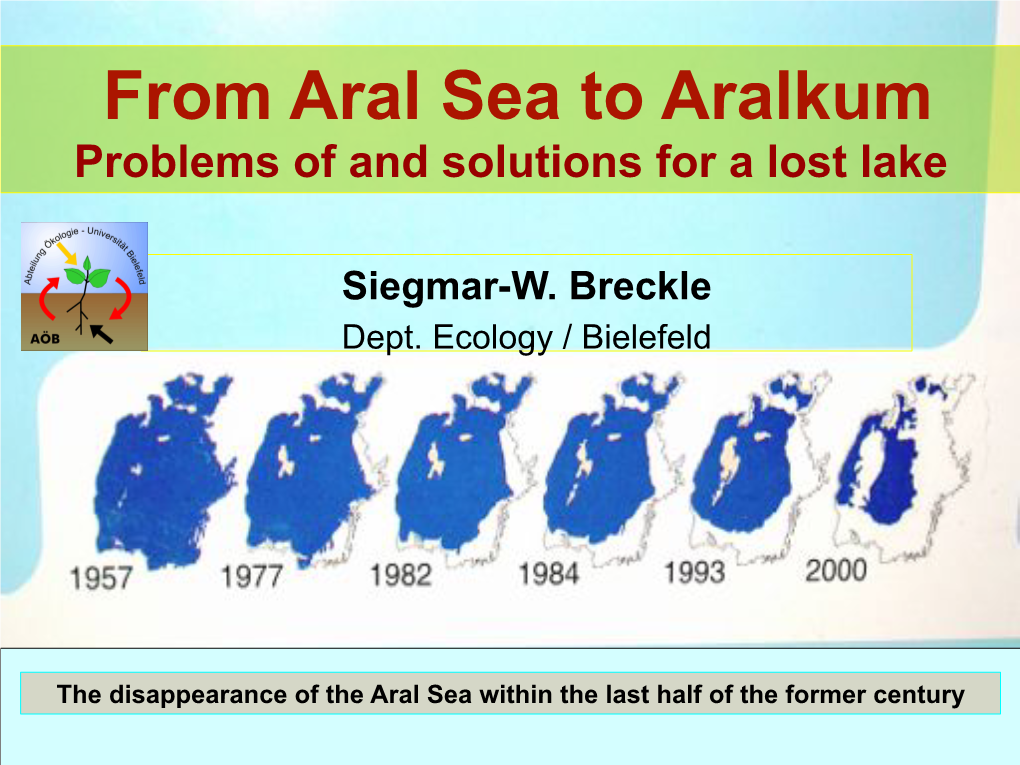 From Aral Sea to Aralkum Problems of and Solutions for a Lost Lake