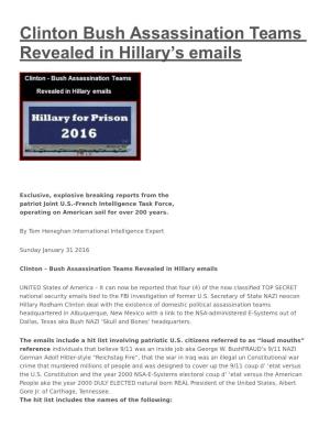 Clinton Bush Assassination Teams Revealed in Hillary's Emails