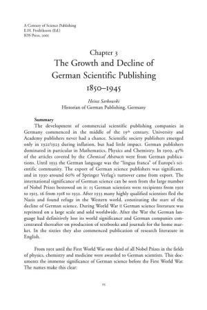 The Growth and Decline of German Scientific Publishing 1850–1945