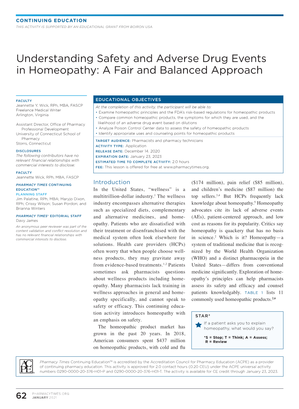Understanding Safety and Adverse Drug Events in Homeopathy: a Fair and Balanced Approach