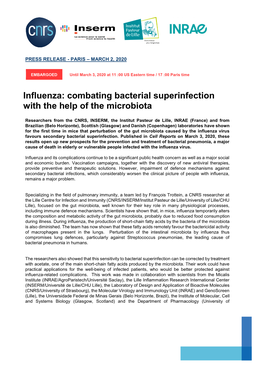 Influenza: Combating Bacterial Superinfection with the Help of the Microbiota