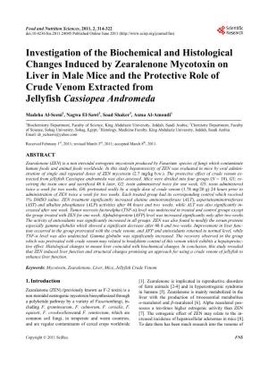Investigation of the Biochemical and Histological Changes Induced By