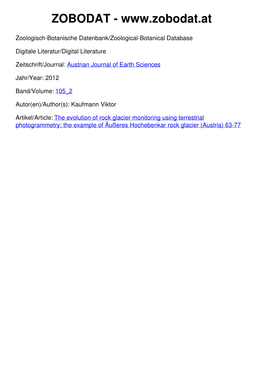 The Evolution of Rock Glacier Monitoring Using Terres