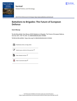 Battalions to Brigades: the Future of European Defence