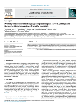 Primary Undifferentiated High-Grade Pleomorphic Sarcoma/Malignant