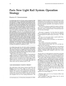 Paris New Light Rail System: Operation Strategy
