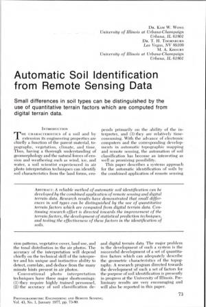 Automatic Soil Identification from Remote Sensing Data