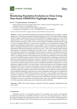 Monitoring Population Evolution in China Using Time-Series DMSP/OLS Nightlight Imagery