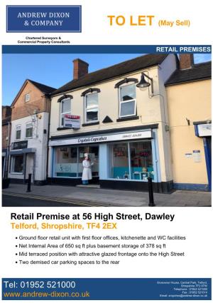 Retail Premise at 56 High Street, Dawley