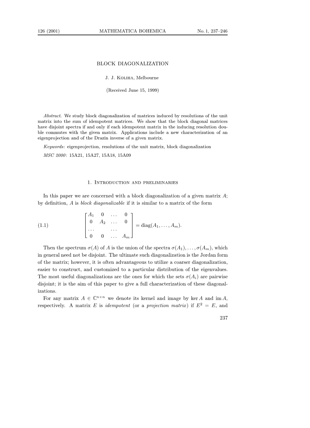 Block Diagonalization