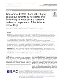 Transport of COVID-19 and Other Highly Contagious Patients By