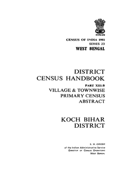 Village & Townwise Primary Census Abstract, Koch Bihar, Part XIII-B