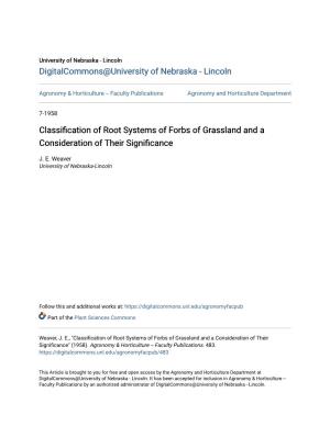 Classification of Root Systems of Forbs of Grassland and a Consideration of Their Significance J
