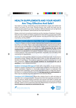 Health Supplements and Your Heart