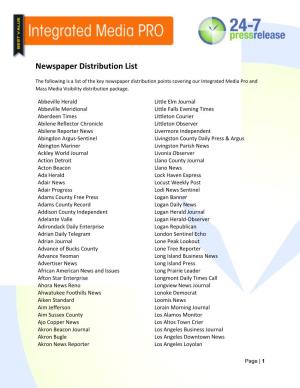 Newspaper Distribution List