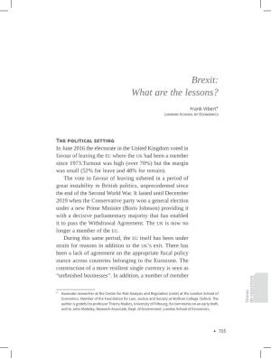Brexit: What Are the Lessons?