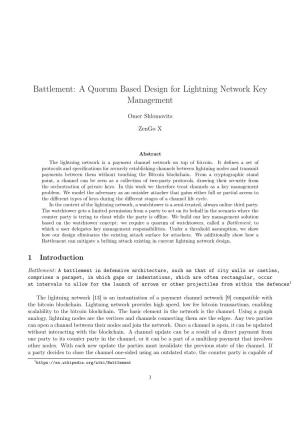 Battlement: a Quorum Based Design for Lightning Network Key Management
