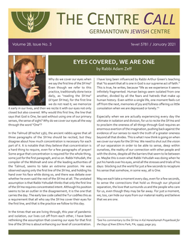 Eyes Covered, WE Are One by Rabbi Adam Zeff