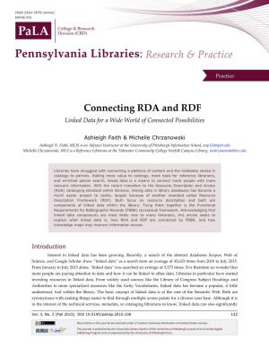 Connecting RDA and RDF Linked Data for a Wide World of Connected Possibilities