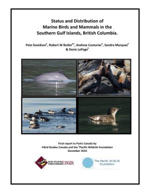 Status and Distribution of Marine Birds and Mammals in the Southern Gulf Islands, British Columbia