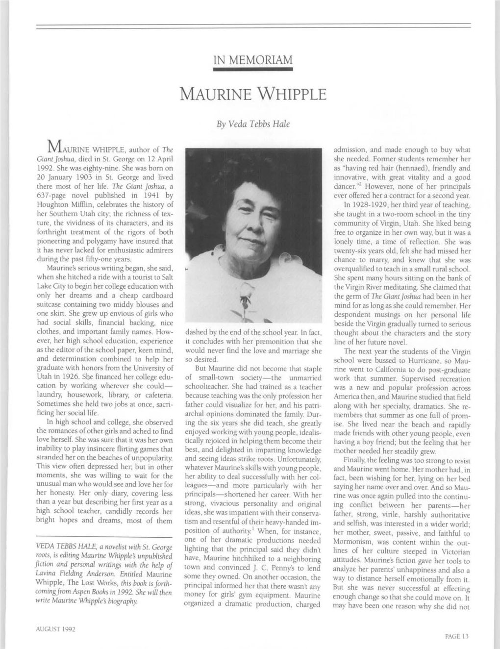 Maurine Whipple