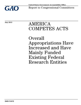 Gao-13-612, America Competes Acts