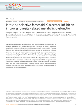Intestine-Selective Farnesoid X Receptor Inhibition Improves Obesity-Related Metabolic Dysfunction