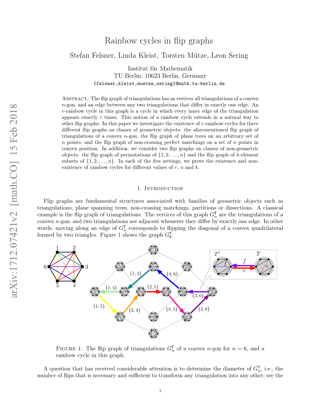 Rainbow Cycles in Flip Graphs