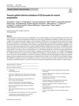 Toward a Global Reference Database of COI Barcodes for Marine Zooplankton