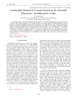 Czochralski Method of Crystal Growth in the Scientific Literature: an Informetric Study