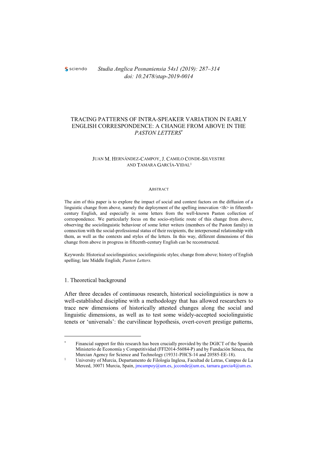 Studia Anglica Posnaniensia 54S1 (2019): 287–314 Doi: 10.2478/Stap-2019-0014