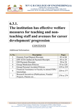 Teaching Staff and Avenues for Career Development/ Progression