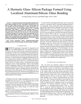A Hermetic Glass-Silicon Package Formed Using Localized Aluminum/Silicon-Glass Bonding