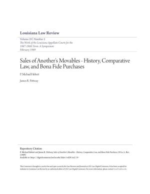 History, Comparative Law, and Bona Fide Purchases P