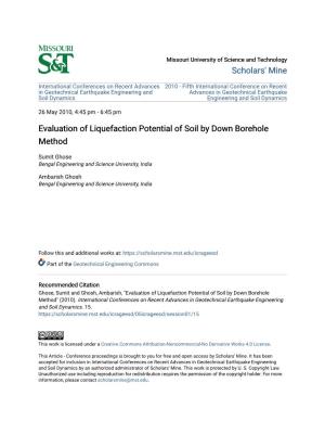 Evaluation of Liquefaction Potential of Soil by Down Borehole Method
