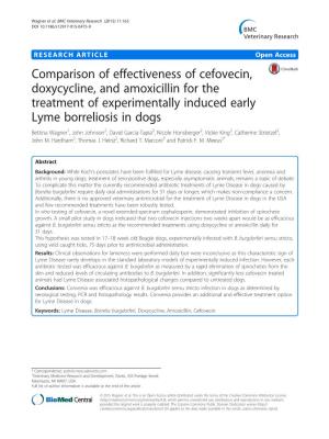 Comparison of Effectiveness of Cefovecin, Doxycycline, And