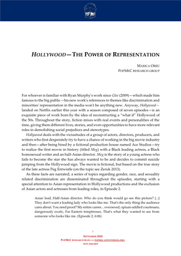 Hollywood—The Power of Representation