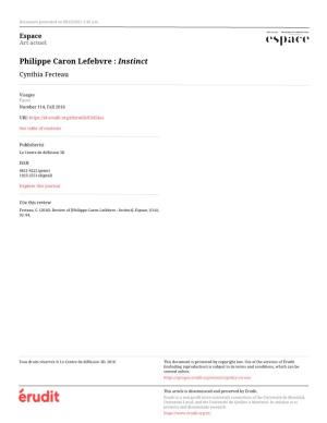 Philippe Caron Lefebvre : Instinct Cynthia Fecteau