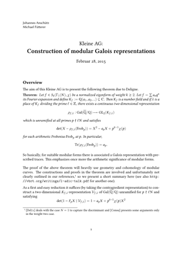 Construction of Modular Galois Representations