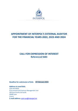 Appointment of Interpol's External Auditor for the Financial Years 2022