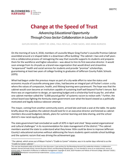 Change at the Speed of Trust