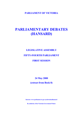 Assembly Parlynet Extract 24 May 2000 from Book 8