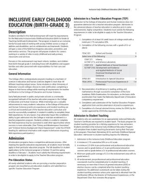 Inclusive Early Childhood Education (Birth-Grade 3) 1