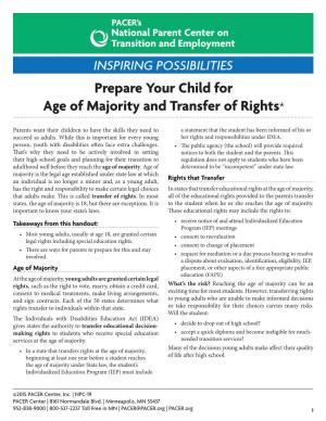 Prepare Your Child for Age of Majority and Transfer of Rights*