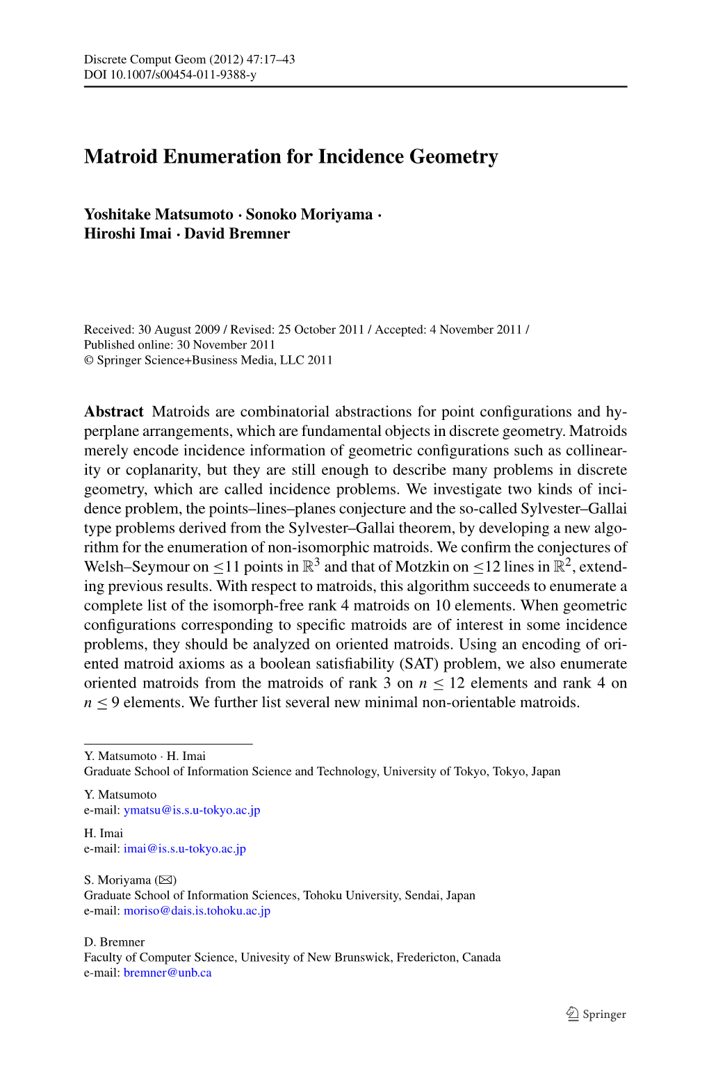 Matroid Enumeration for Incidence Geometry