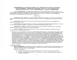 Agreement by and Between the Greater Austin Economic Development Corporation and the City of Austin for Participation in T H E Opportunity Austin Campaign