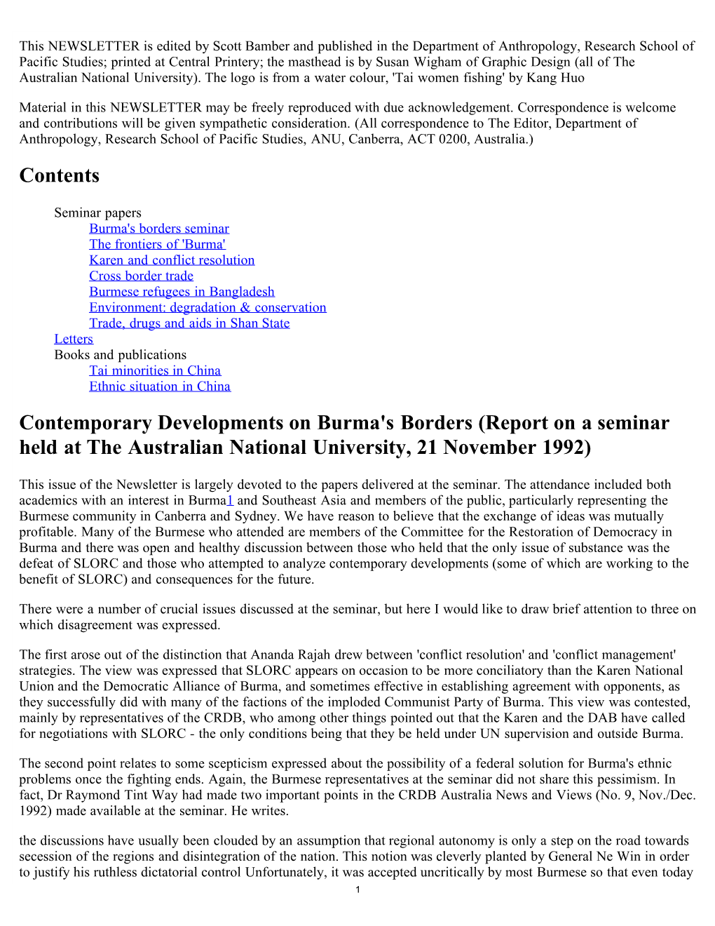 No. 19 Thai-Yunnan Project Newsletter December 1992