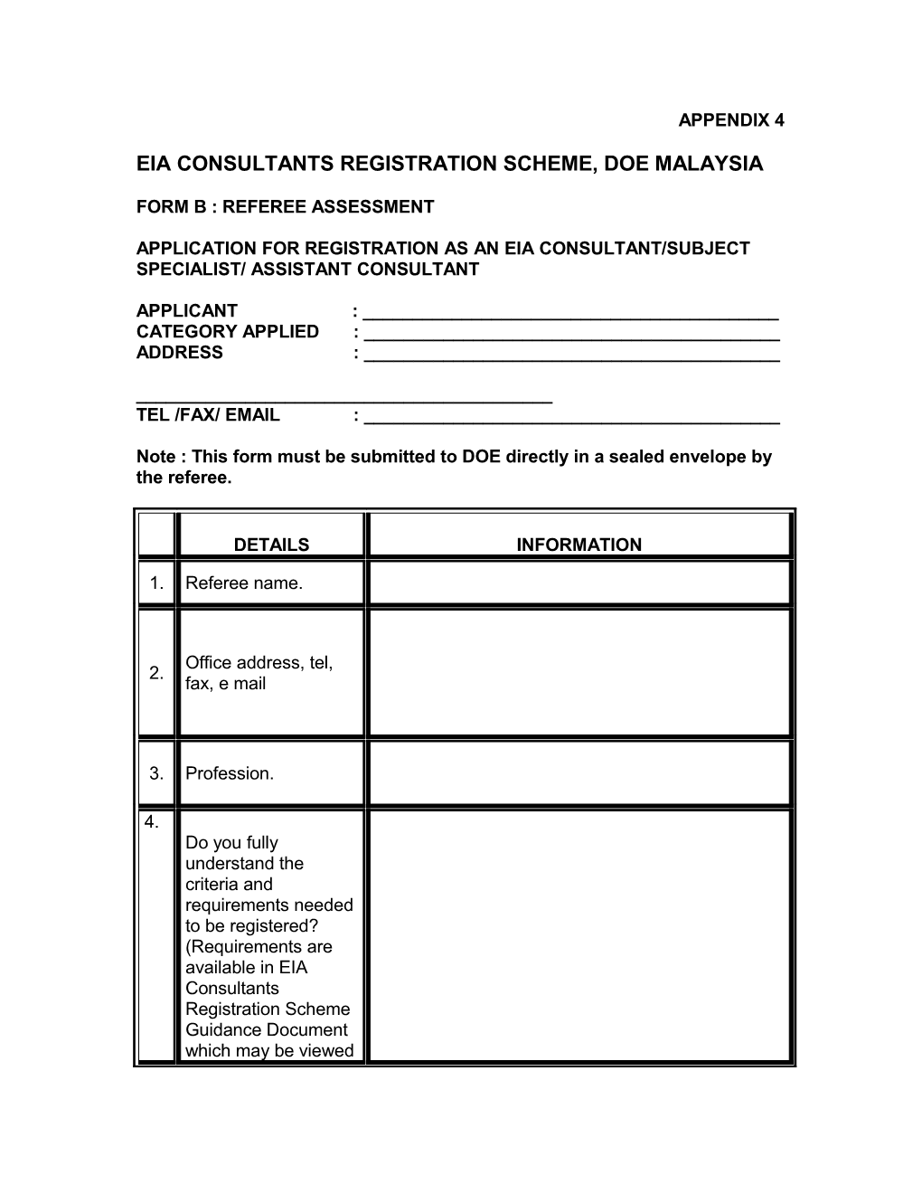 Eia Consultants Registration Scheme, Doe Malaysia