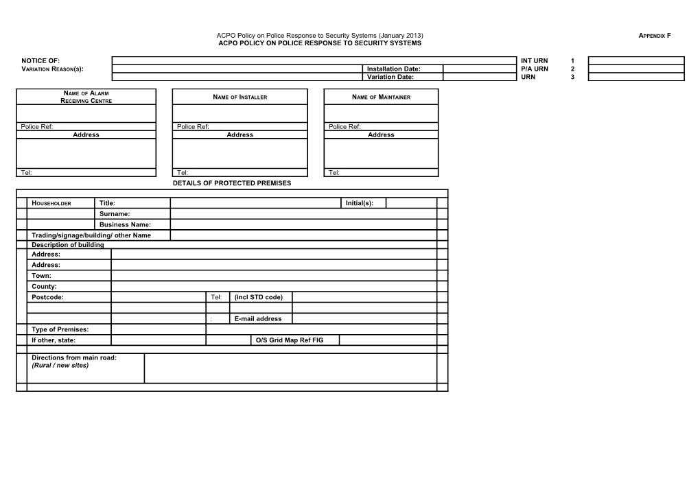 ACPO Policy on Police Response to Security Systems (January 2013)