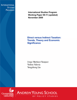 Direct Versus Indirect Taxation: Trends, Theory and Economic Significance